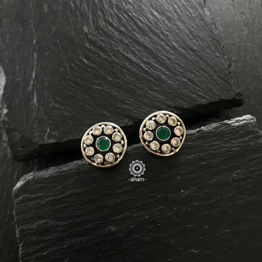 Silver Green Stone Round Toe Ring