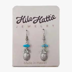 Silver Pineapple Turquoise Earrings