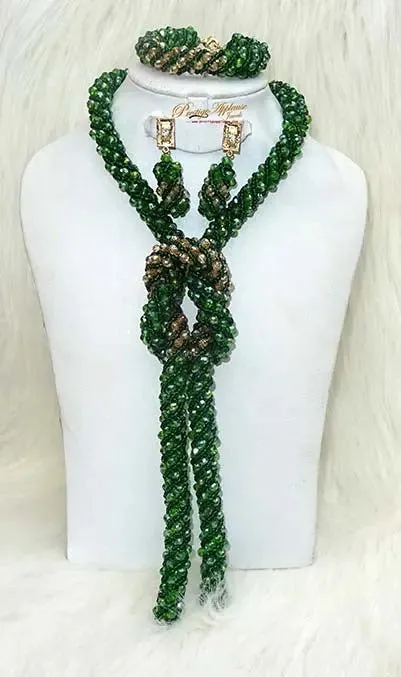 Simple Green and Gold 1 Layer Necklace Set by PrestigeApplause - Versatile Jewelry for Any Style