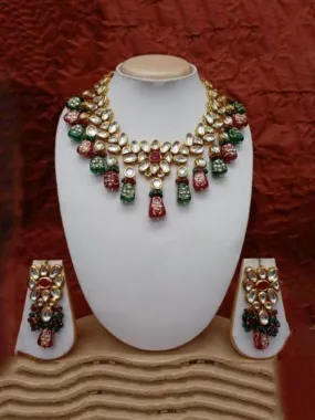 Simple Kundan Tumble Necklace And Earring Set