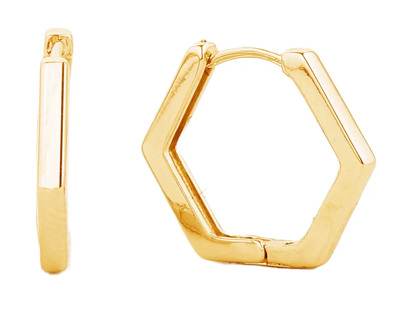 SJE310240 14K Dipped Hexagon Hoop Earrings