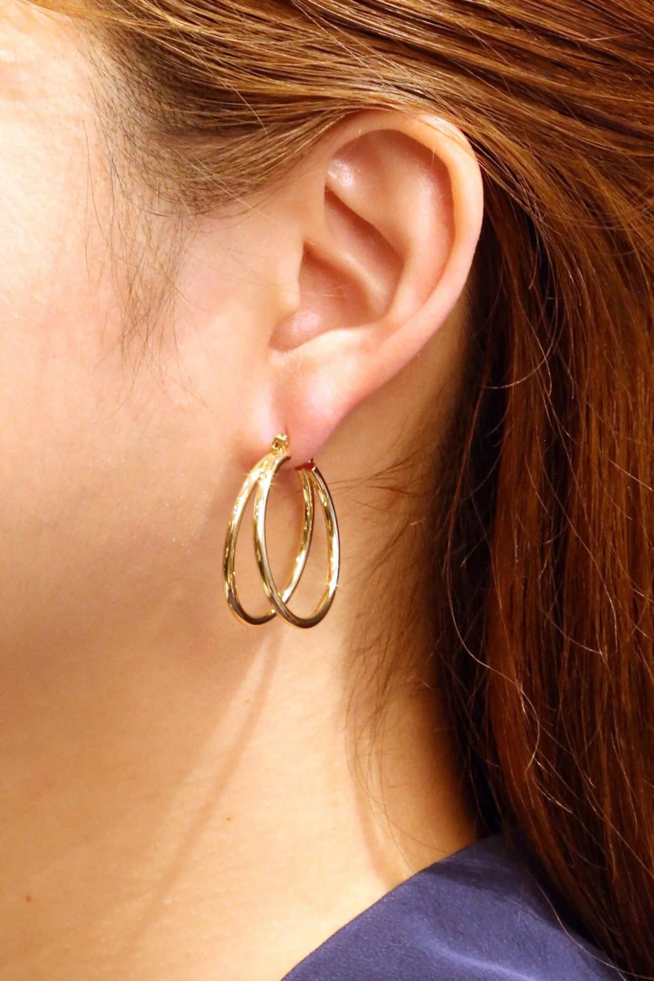 SJE310463 14K Dipped Double Post Hoop Earrings