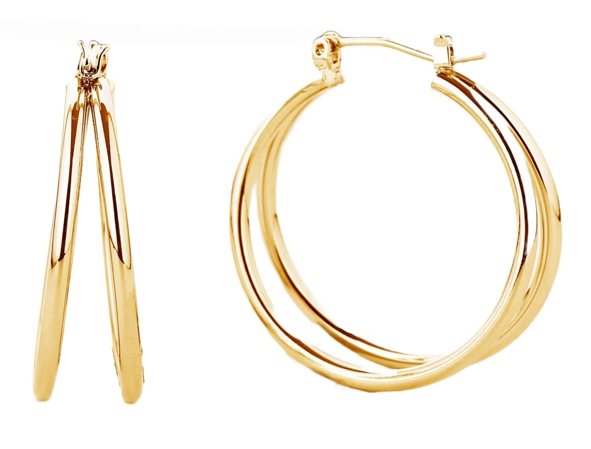 SJE310463 14K Dipped Double Post Hoop Earrings