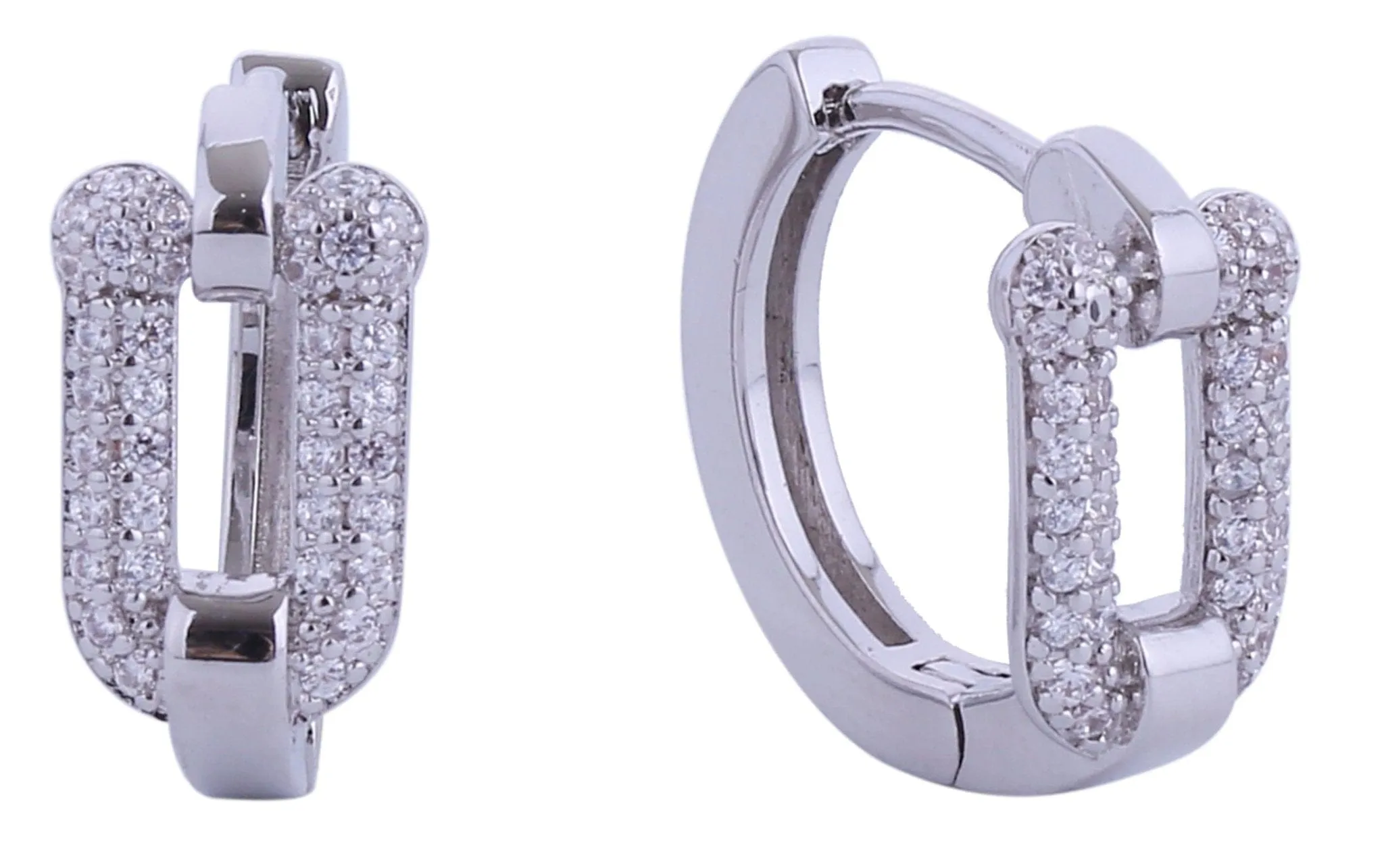 SJE310525 14K Dipped Huggie Hoop Cz Paved Earrings