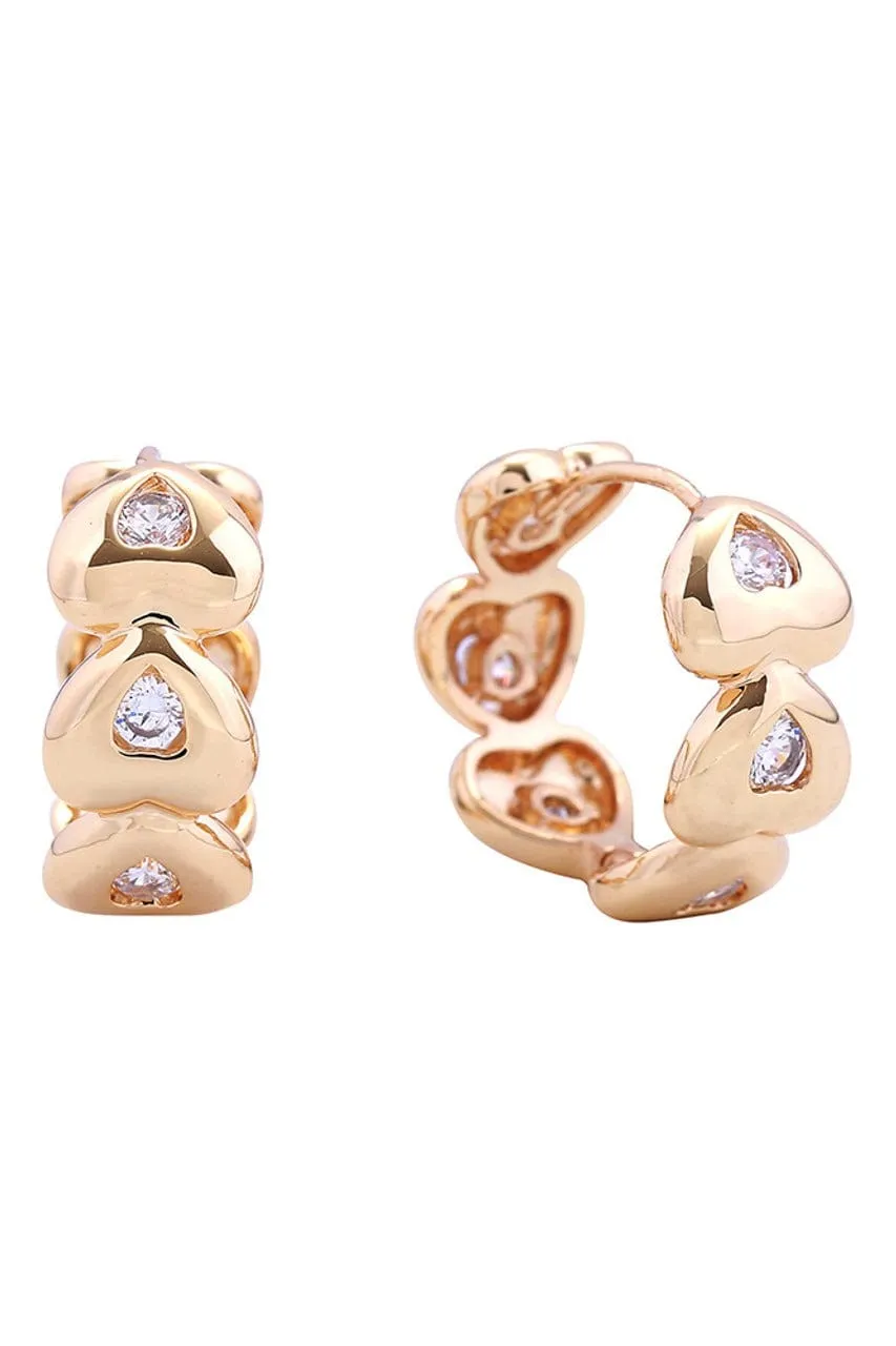 SJE311004 14K Eternity Heart CZ Hoop Earrings