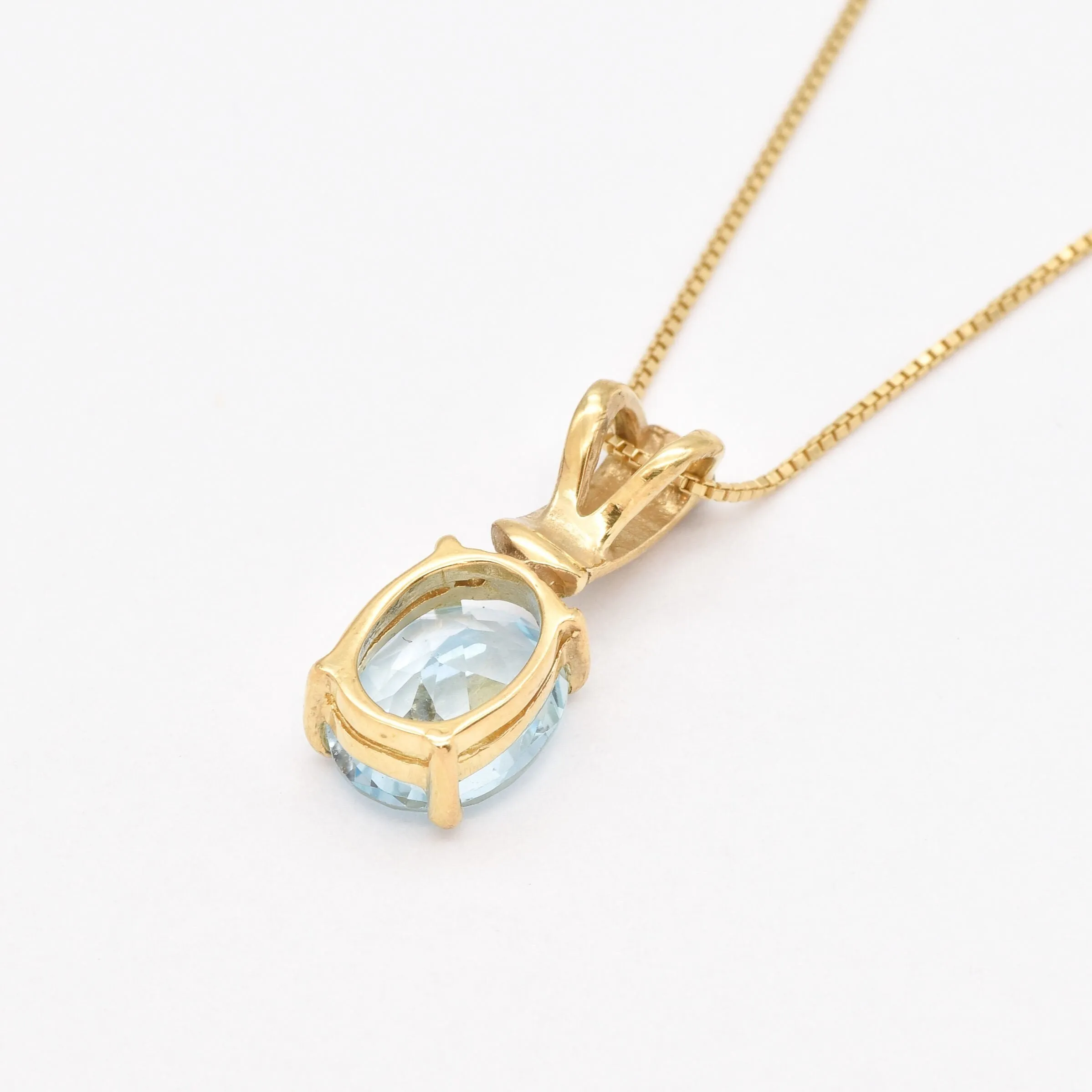 Sky Blue Topaz Necklace - Genuine Topaz Pendant - Gold Tribal Necklace