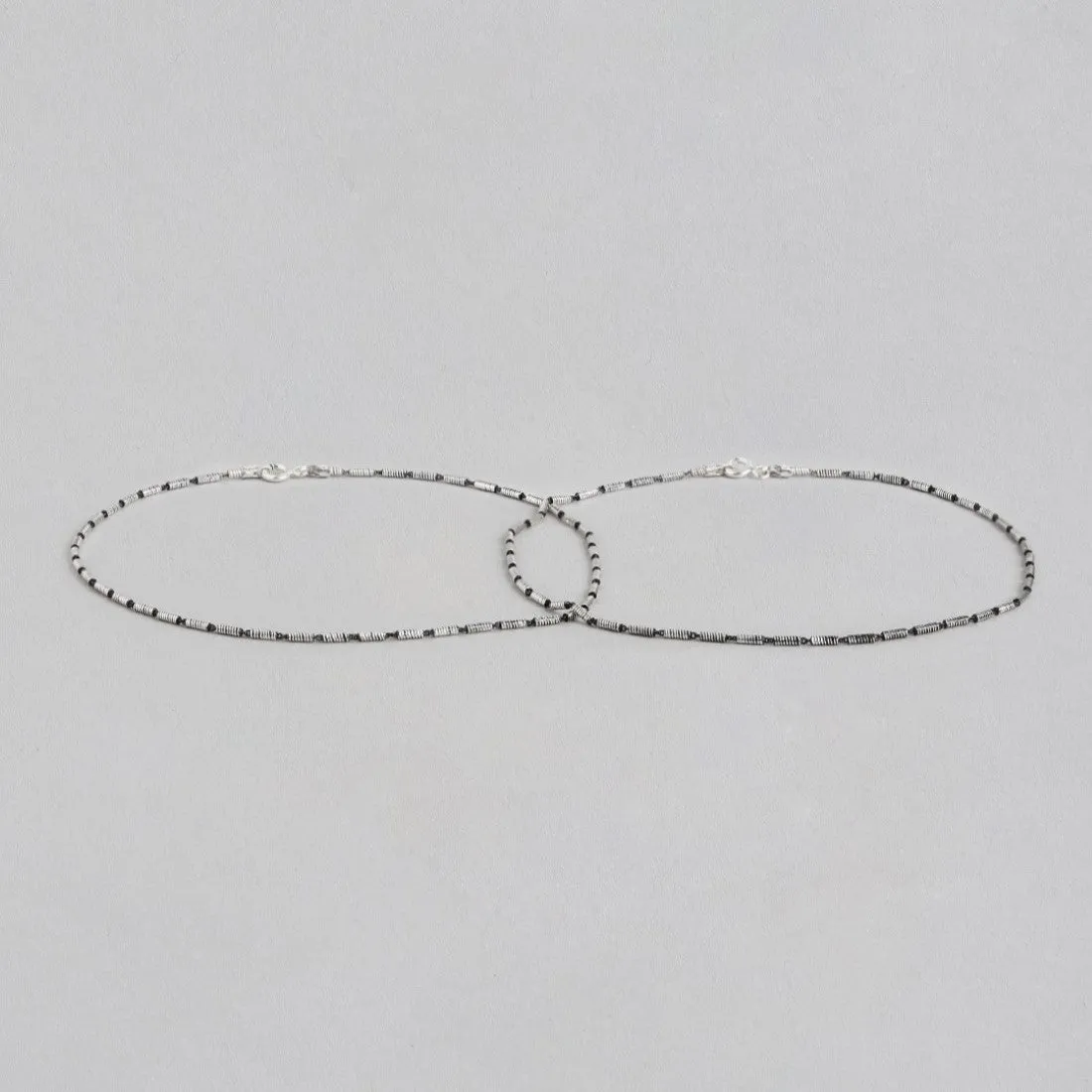 Sleek Symphony Rhodium-Plated 925 Sterling Silver Chain Anklet