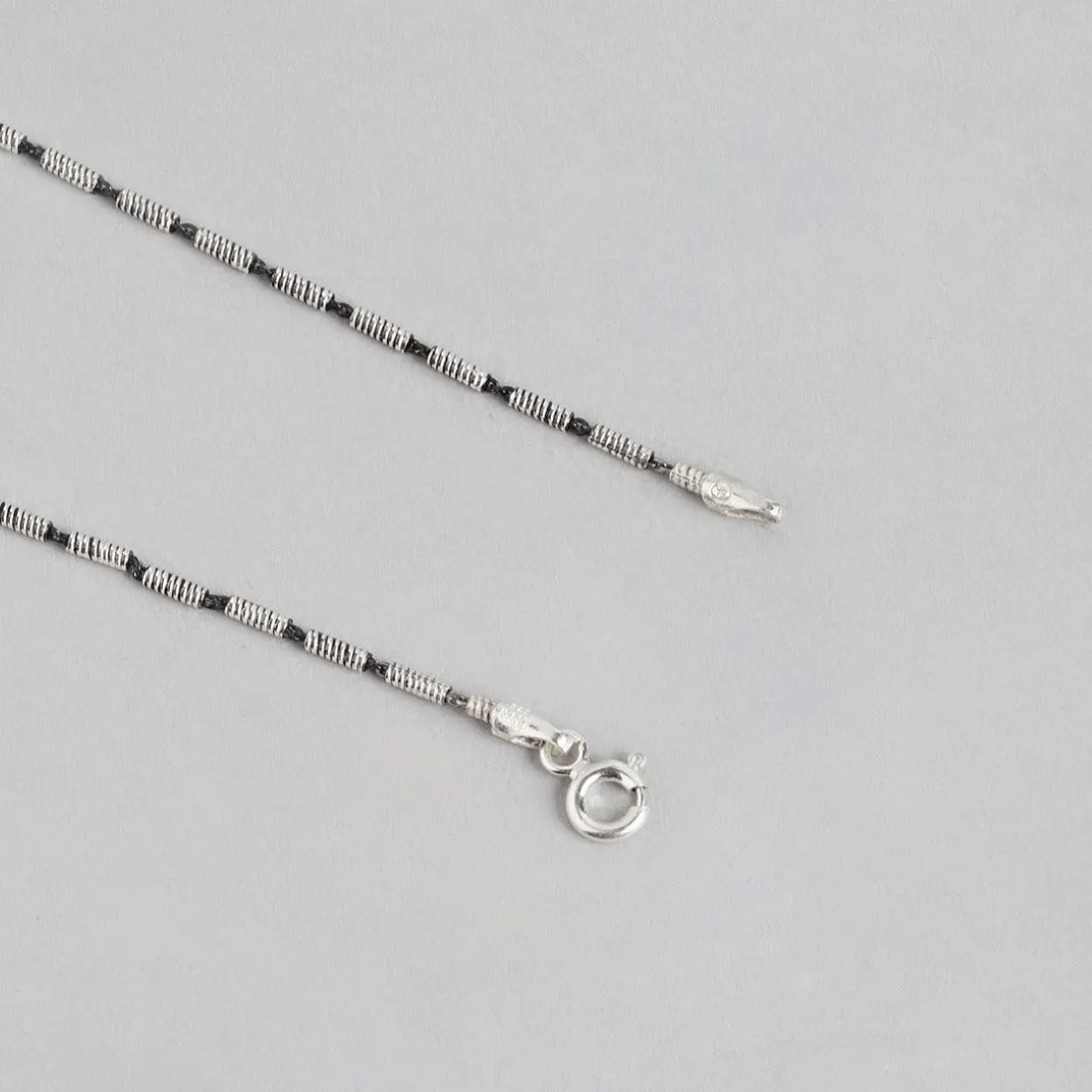 Sleek Symphony Rhodium-Plated 925 Sterling Silver Chain Anklet