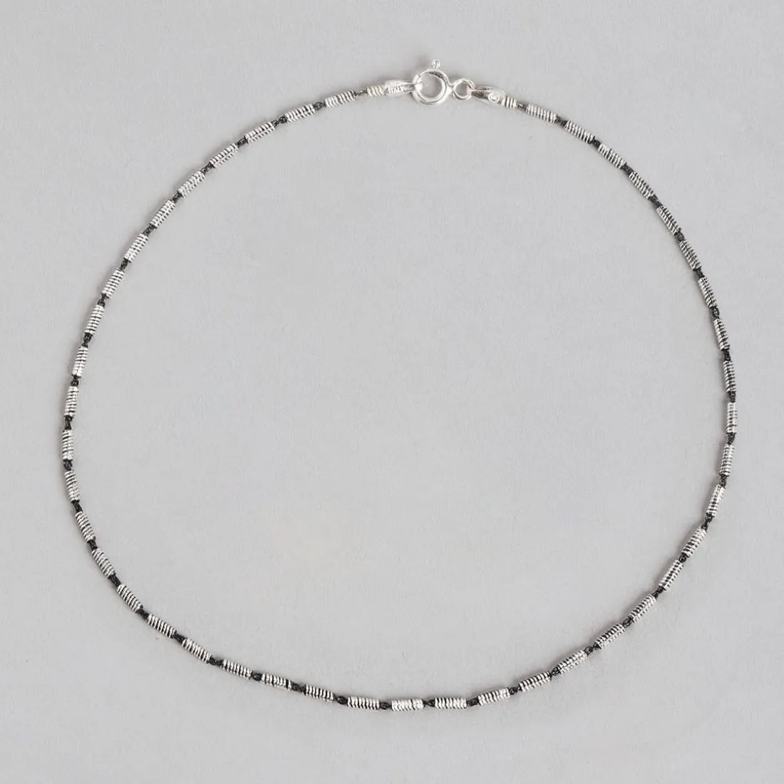 Sleek Symphony Rhodium-Plated 925 Sterling Silver Chain Anklet