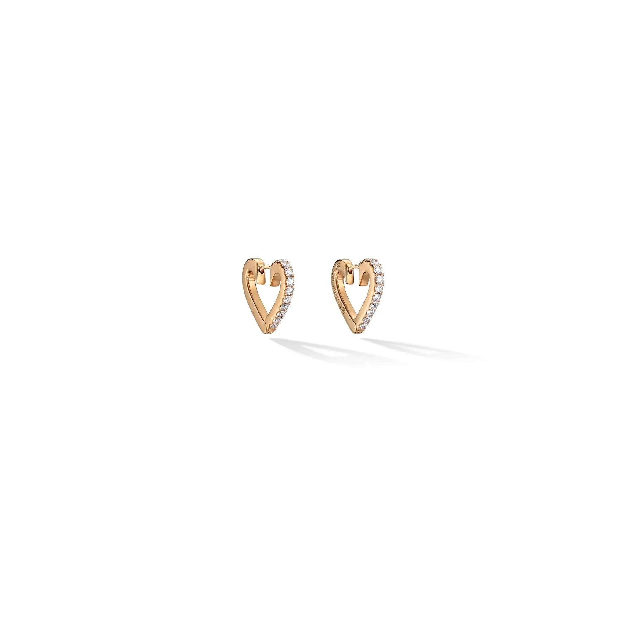 Small Rose Gold Endless Hoop Earrings with White Diamonds