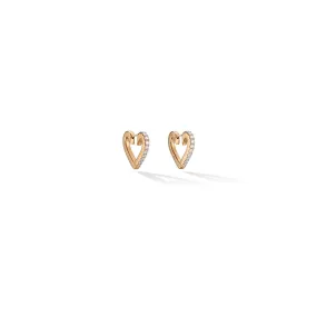 Small Rose Gold Endless Hoop Earrings with White Diamonds