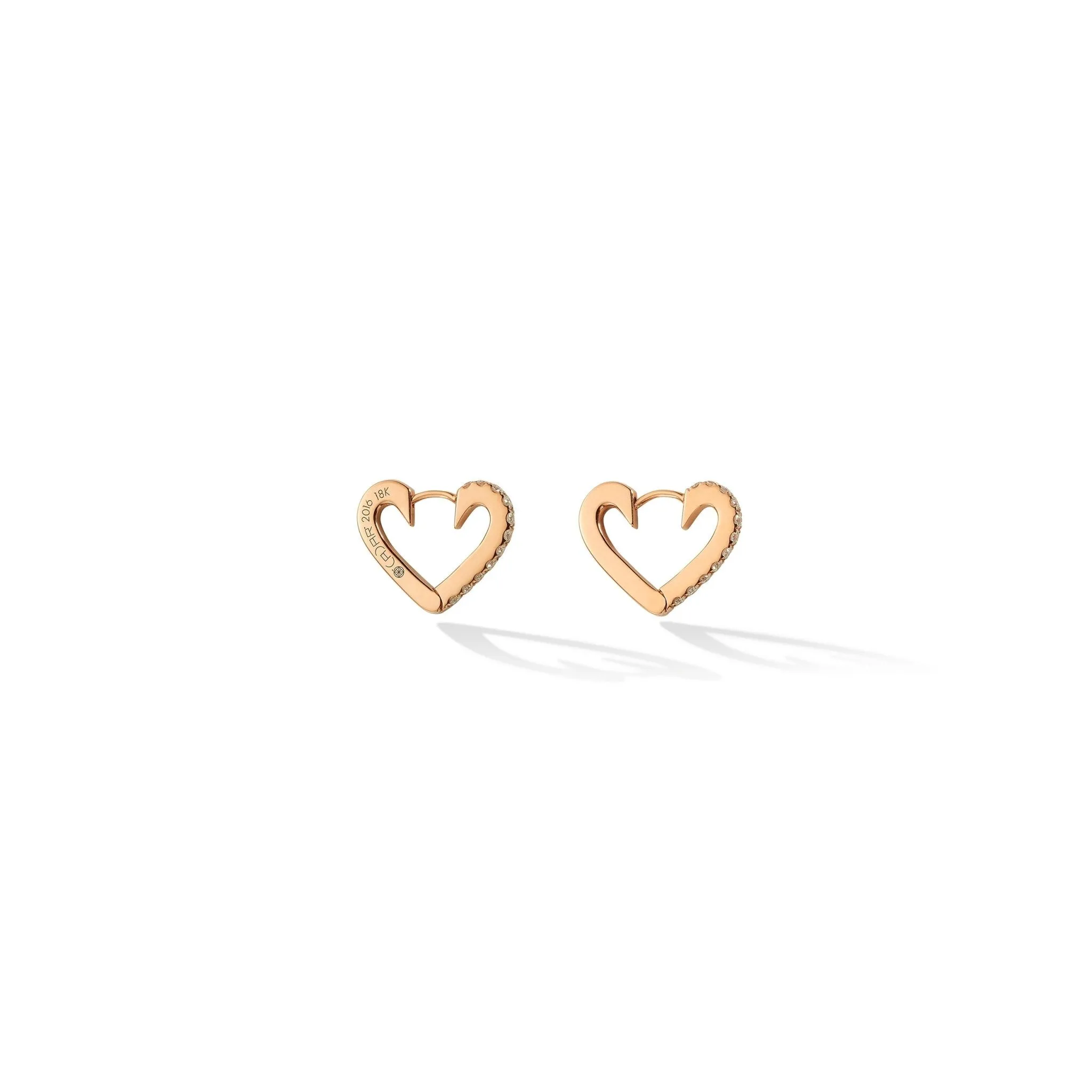 Small Rose Gold Endless Hoop Earrings with White Diamonds