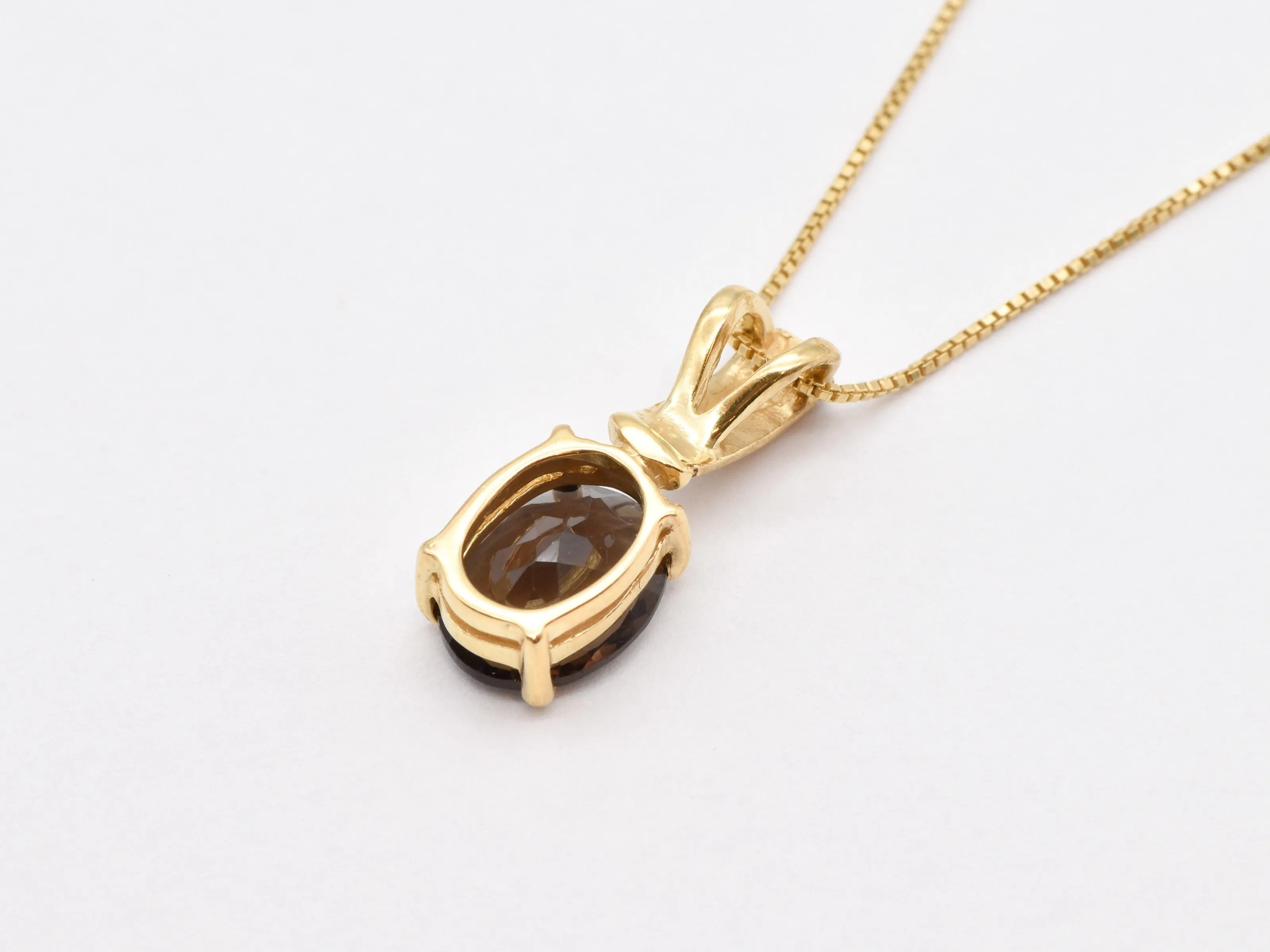 Smoky Topaz Necklace - Brown Diamond Pendant - Gold Boho Necklace