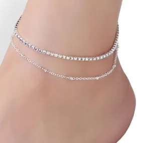 Sparkling Silver Elegant Anklet