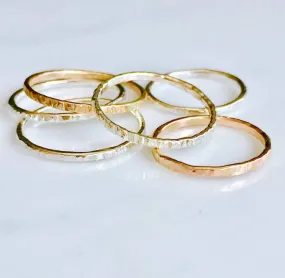 Stackable Hammered Rings - Silver