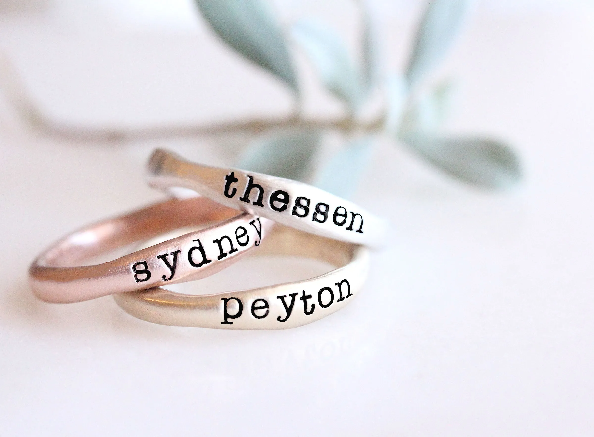 stackable name rings {10K rose gold}