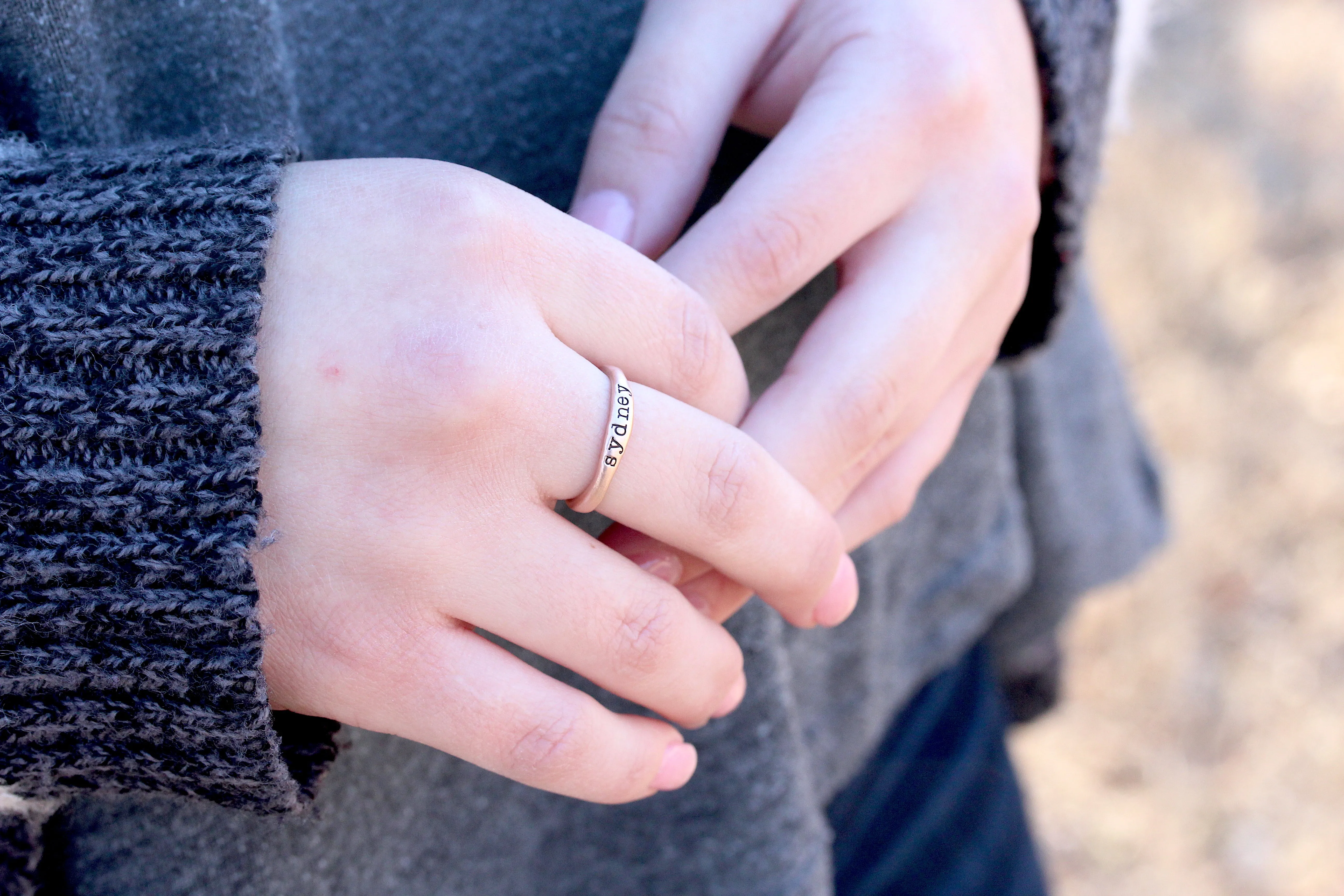 stackable name rings {10K rose gold}