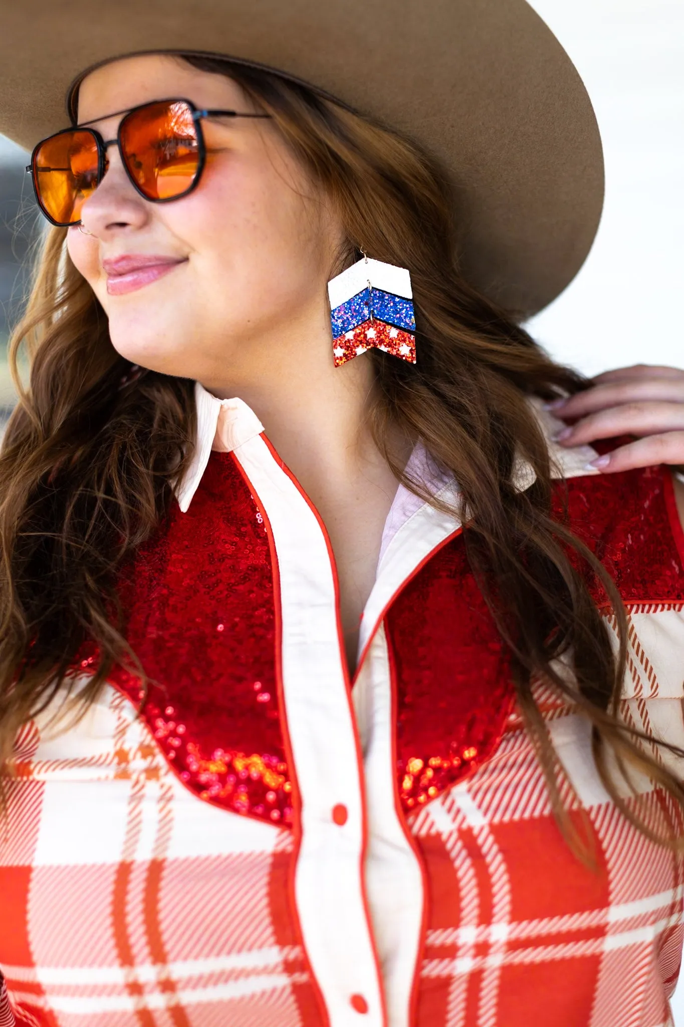 Star-Spangled Glitz Chevron Earrings