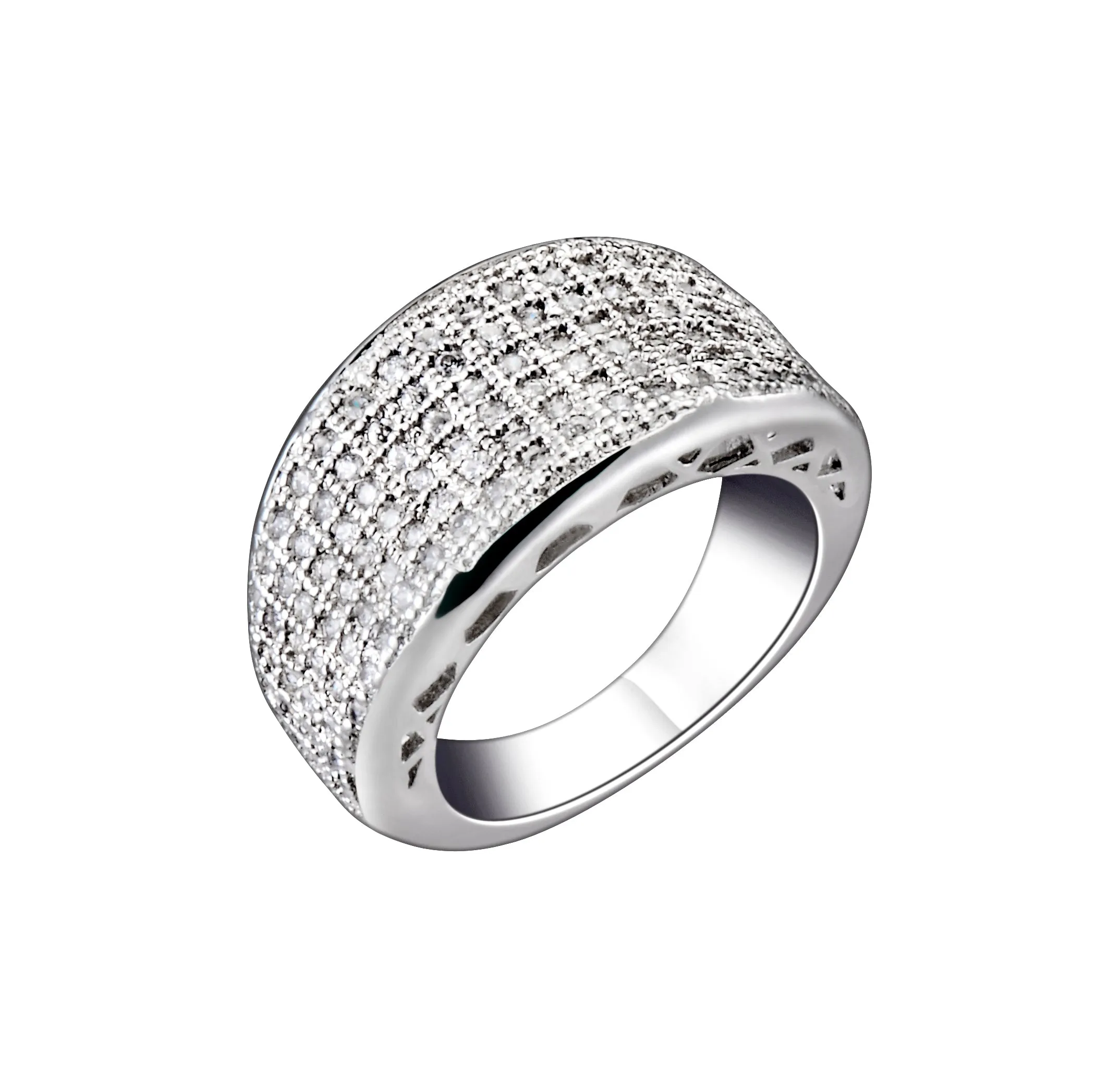 Sterling Silver Clear Cubic Zirconia Paved Ring