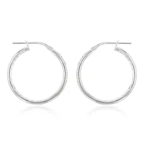 Sterling Silver Diamond Cut 20mm Hoop Earrings