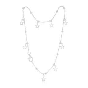 Sterling Silver Fancy Stars Charm Anklet