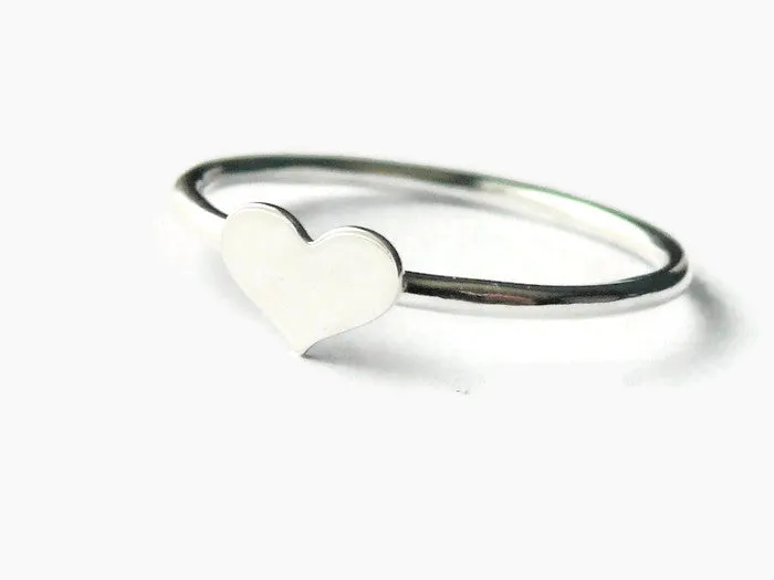 Sterling silver heart ring • 925 stacking ring • Stackable love ring