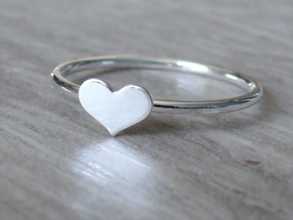 Sterling silver heart ring • 925 stacking ring • Stackable love ring