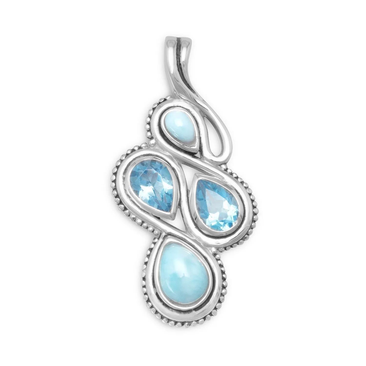 Sterling Silver Larimar and Blue Topaz Slide Pendant