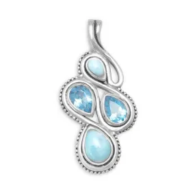 Sterling Silver Larimar and Blue Topaz Slide Pendant