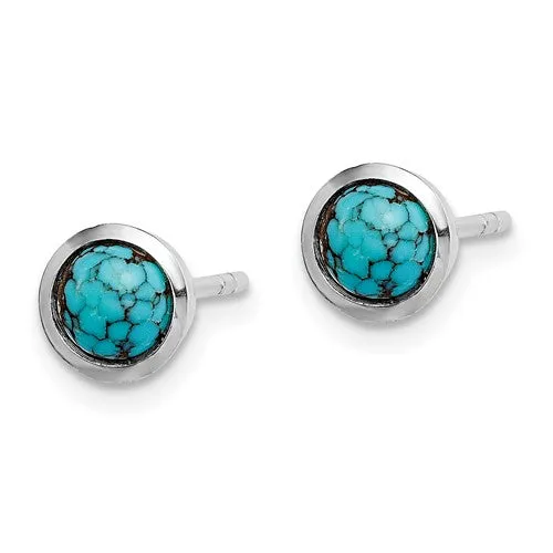 Sterling Silver Round 7mm Turquoise Post Earrings