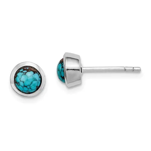 Sterling Silver Round 7mm Turquoise Post Earrings