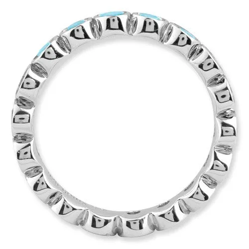 Sterling Silver Stackable Expressions Bezel Light Aquamarine Eternity Ring