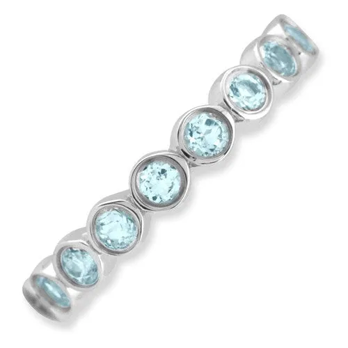 Sterling Silver Stackable Expressions Bezel Light Aquamarine Eternity Ring