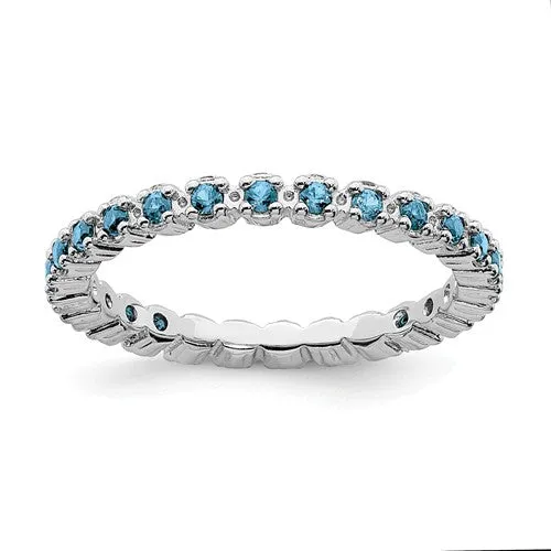 Sterling Silver Stackable Expressions Blue Topaz Eternity Ring