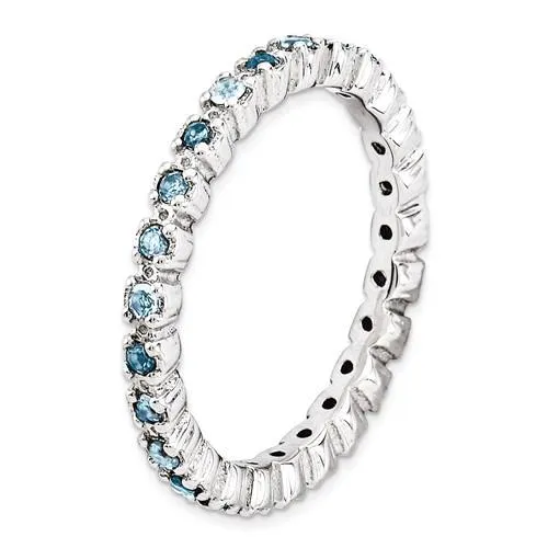 Sterling Silver Stackable Expressions Blue Topaz Eternity Ring