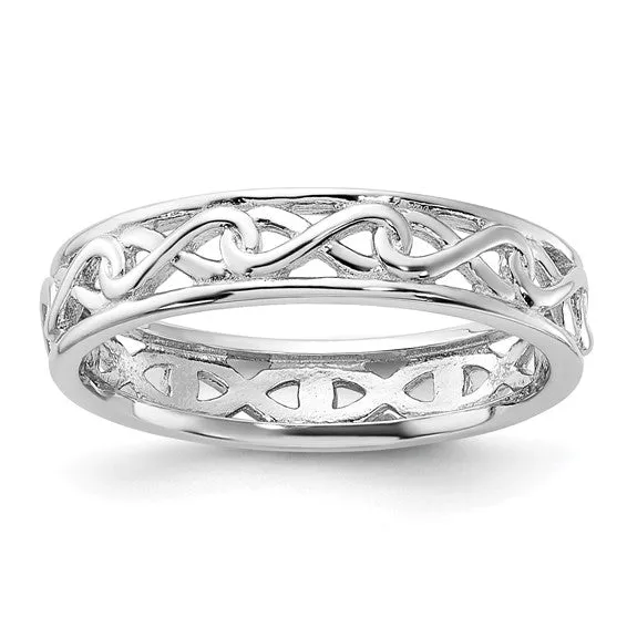 Sterling Silver Stackable Expressions Carved Infinity Band Ring