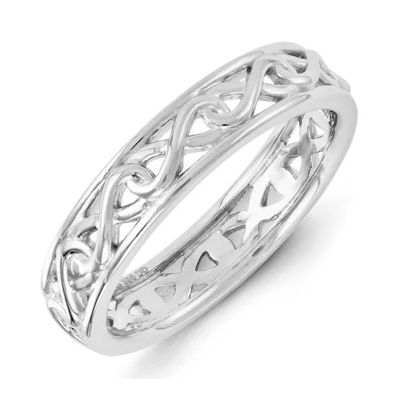 Sterling Silver Stackable Expressions Carved Infinity Band Ring