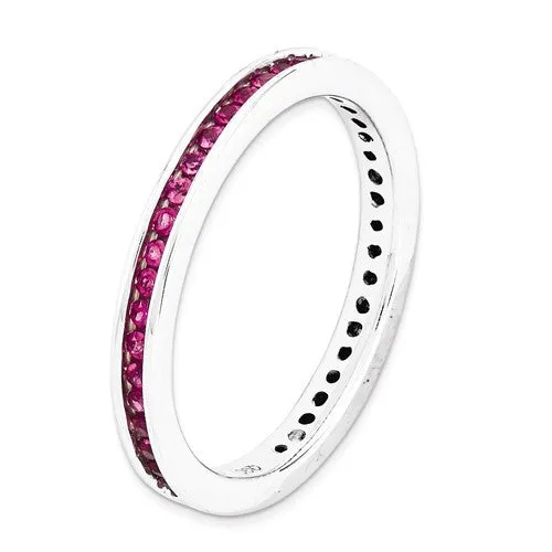 Sterling Silver Stackable Expressions Channel Set Created Ruby Eternity Ring