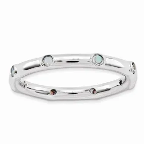 Sterling Silver Stackable Expressions Created Opal Eternity Ring