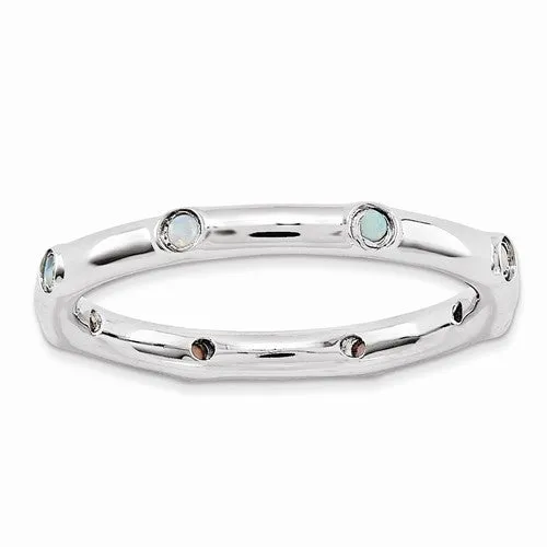 Sterling Silver Stackable Expressions Created Opal Eternity Ring