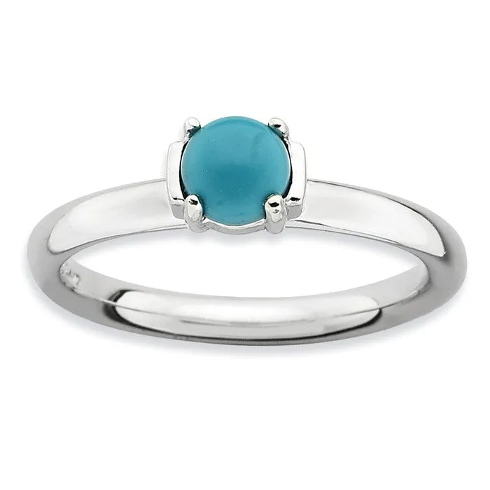 Sterling Silver Stackable Expressions Round Turquoise Ring