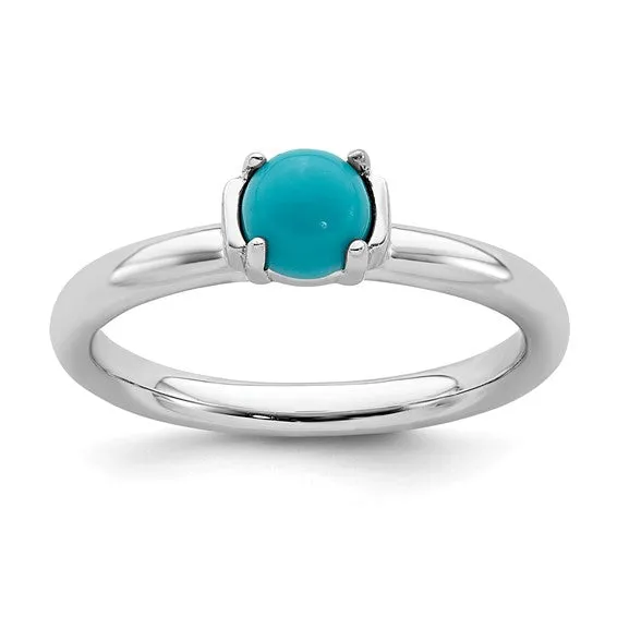 Sterling Silver Stackable Expressions Round Turquoise Ring