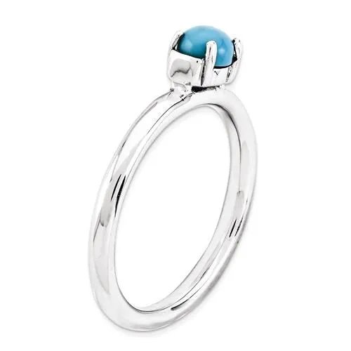 Sterling Silver Stackable Expressions Round Turquoise Ring