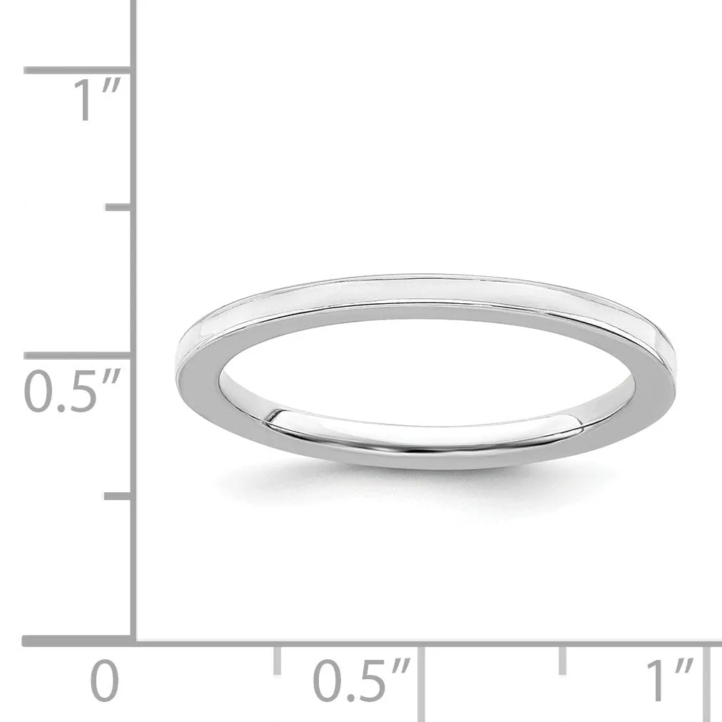 Sterling Silver White Enameled 1.5MM Ring