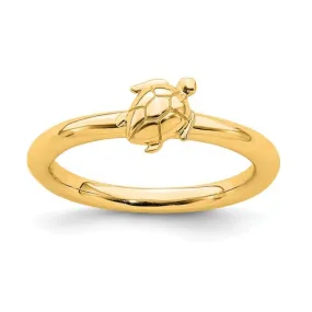 Sterling Silver Yellow Gold Plated Stackable Expressions Turtle Ring