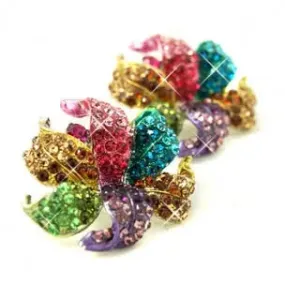 Stunning Petal Flower Rhinestone Stud Multi color Earring for women