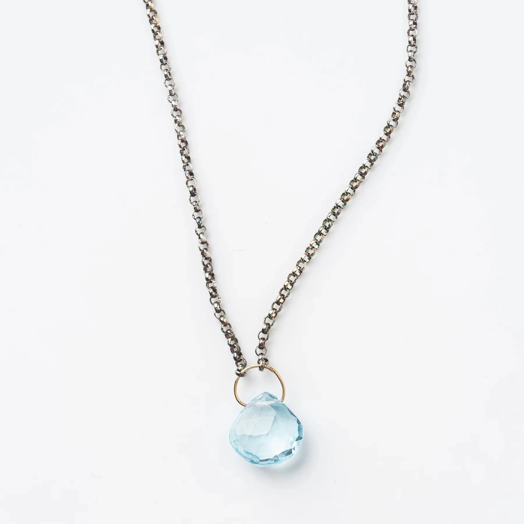 Swiss Blue Topaz Drop Necklace