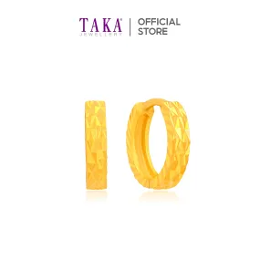 TAKA Jewellery 916 Gold Hoop Earrings with Diamond Cut