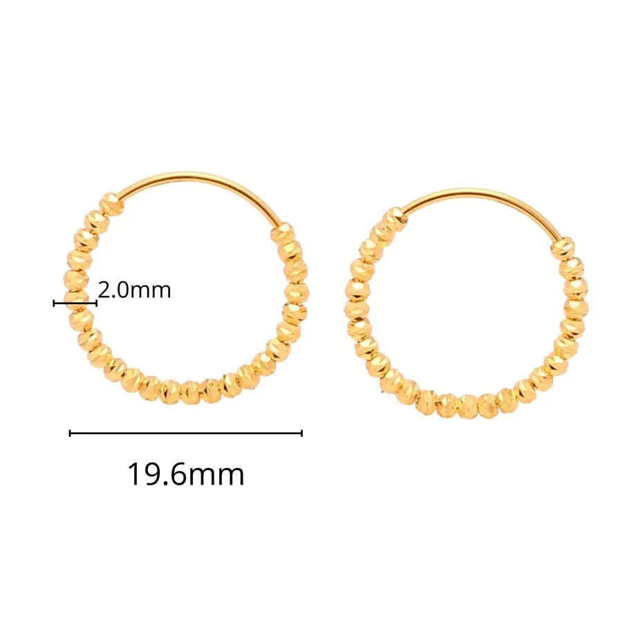 TAKA Jewellery 999 Pure Gold 5G Earrings Hoop Bling Bling Balls