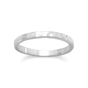 Thin Hammered Band Midi Ring